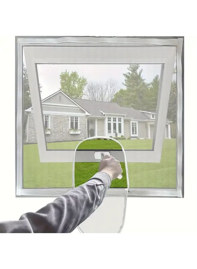 Adjustable Window Screen Mosquito Net 47x47 Inch Fiberglass Mesh Zipper Ventilation - Image 2