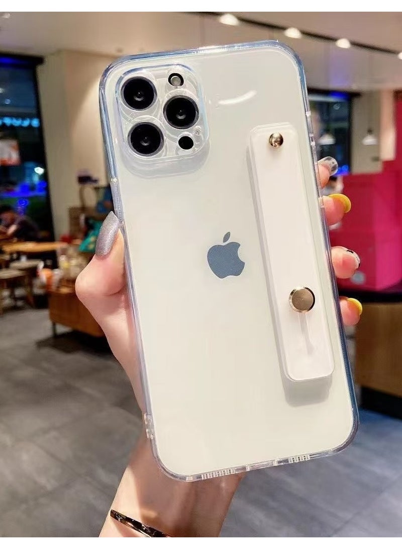 واقي حزام iPhone 15 Pro max (6.7 بوصة) مع حامل حزام المعصم ، ظهر كمبيوتر شفاف مقاوم للصدمات + ممتص الصدمات TPU ناعم مع حلقة مقبض قابلة للتعديل ، لهاتف iPhone 15 Pro max (6.7 بوصة) HD واضح - Image 2