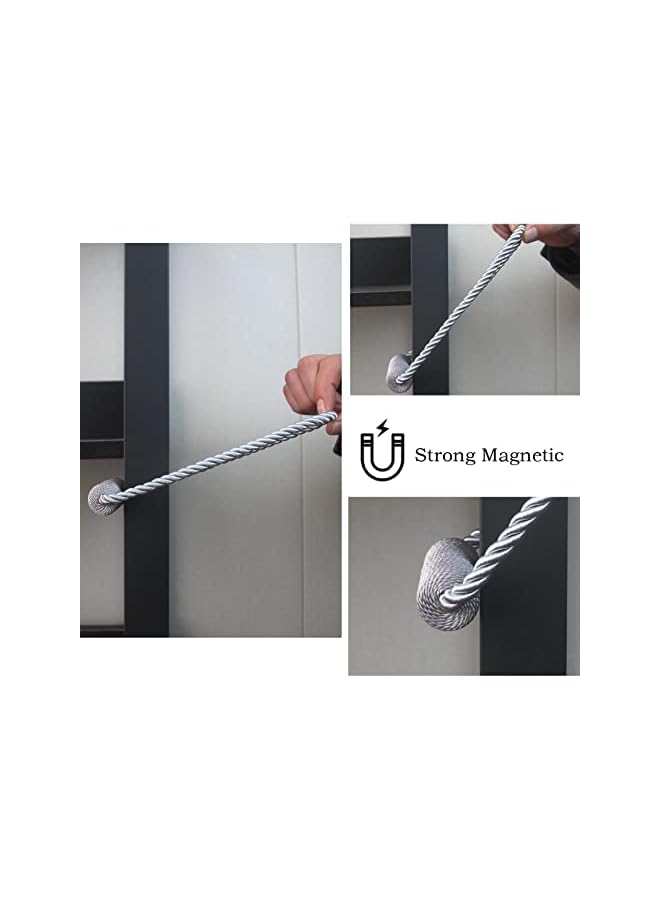 The Bros Magnetic Curtain Tiebacks 2 Pack - Grey Rope Tieback Holders for Drapes - Modern Decorative Tie Backs Holdbacks - Image 5