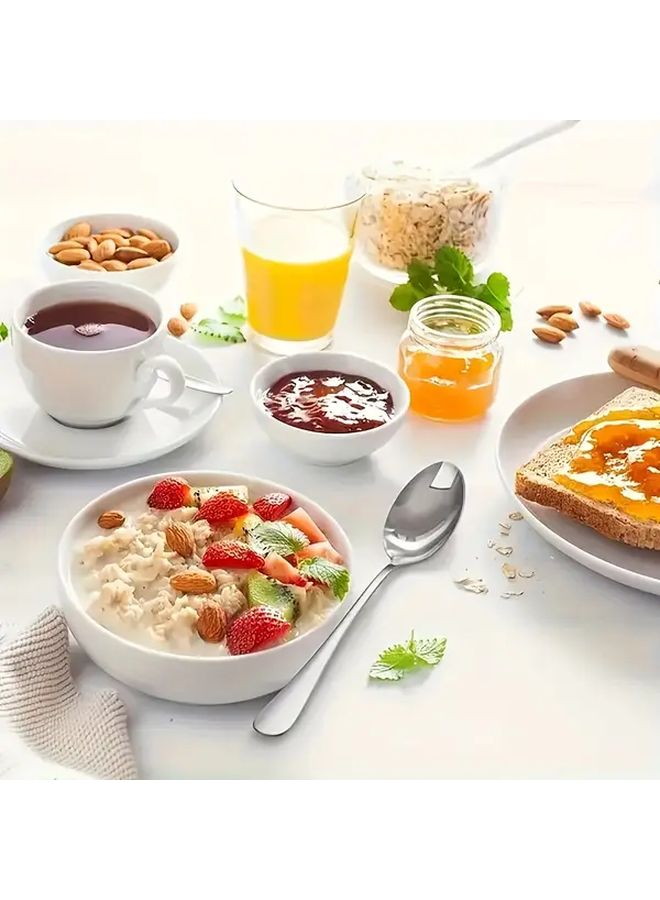 16 Piece Silvery Stainless Steel Fork and Spoon Set Dishwasher Safe - Image 4