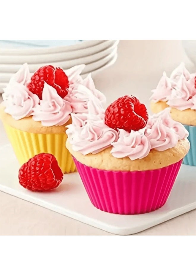 36-Pieces Silicone Muffin Cups,Cake Baking Cup Sets,Small Cake Mold,Macaron Multicolour Round Shape Cakecups - Image 4