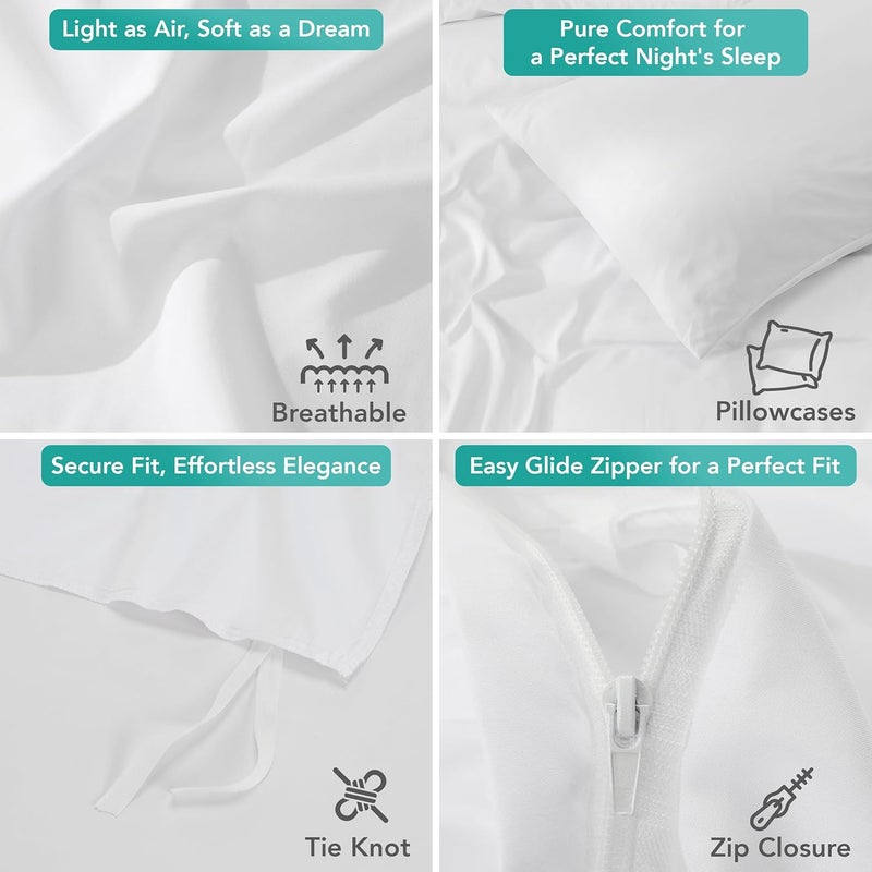 Utopia Bedding Duvet Cover Set with Pillowcases - 1 Duvet Cover with 2 Pillowcases - 20 X 36-3 Pieces Bedding Duvet Cover with Zipper Closure - Soft Brushed Microfiber (King, White) - Image 5