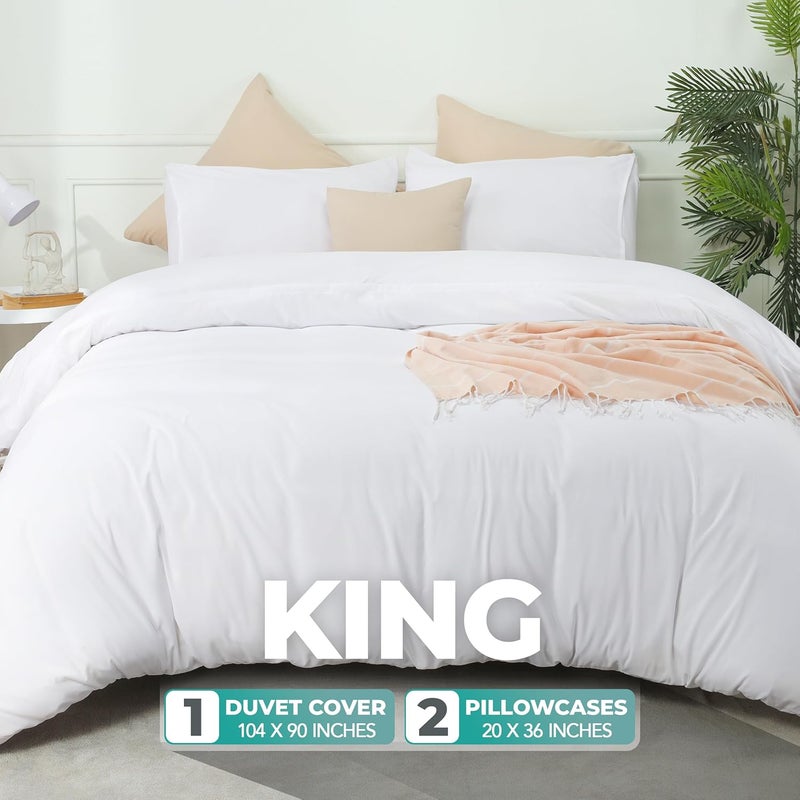 Utopia Bedding Duvet Cover Set with Pillowcases - 1 Duvet Cover with 2 Pillowcases - 20 X 36-3 Pieces Bedding Duvet Cover with Zipper Closure - Soft Brushed Microfiber (King, White) - Image 2