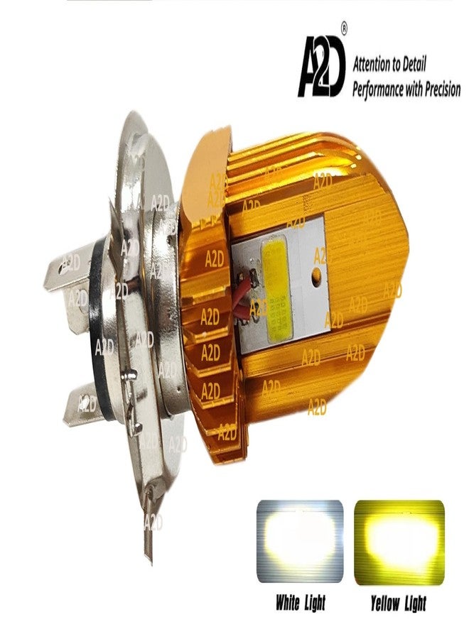 A2D® 41326 W-Y Dual Color 12V DC 30W Full Cobe H4 / HS1 with 6000K 3000K Ultra Bike LED Headlight Bulb Replacement KIT High-Low Beam White Yellow for Bajaj XCD 135 - Image 4