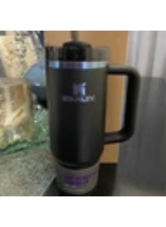 Stanley - STANLEY Quencher H2.0 FlowState Tumbler 40oz - Premium Stainless Steel Vacuum Insulated Travel Mug with Leak-Resistant 3-Position Lid, Flip Straw, and Ergonomic Handle - Keeps Drinks Iced for Up to 48 Hours - BPA-Free, Dishwasher Safe, and Durable - Ideal for Office, Gym, Car, or Outdoor Adventures - Black Chroma - Image 1