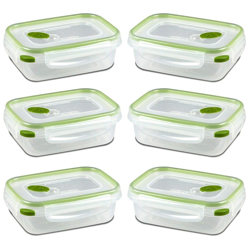 STERILITE 0311 Ultra Seal 3.1 Cup Rectangle Food Storage Container  Clear Green  See Through Lid & Base With New Leaf Accents - Image 1