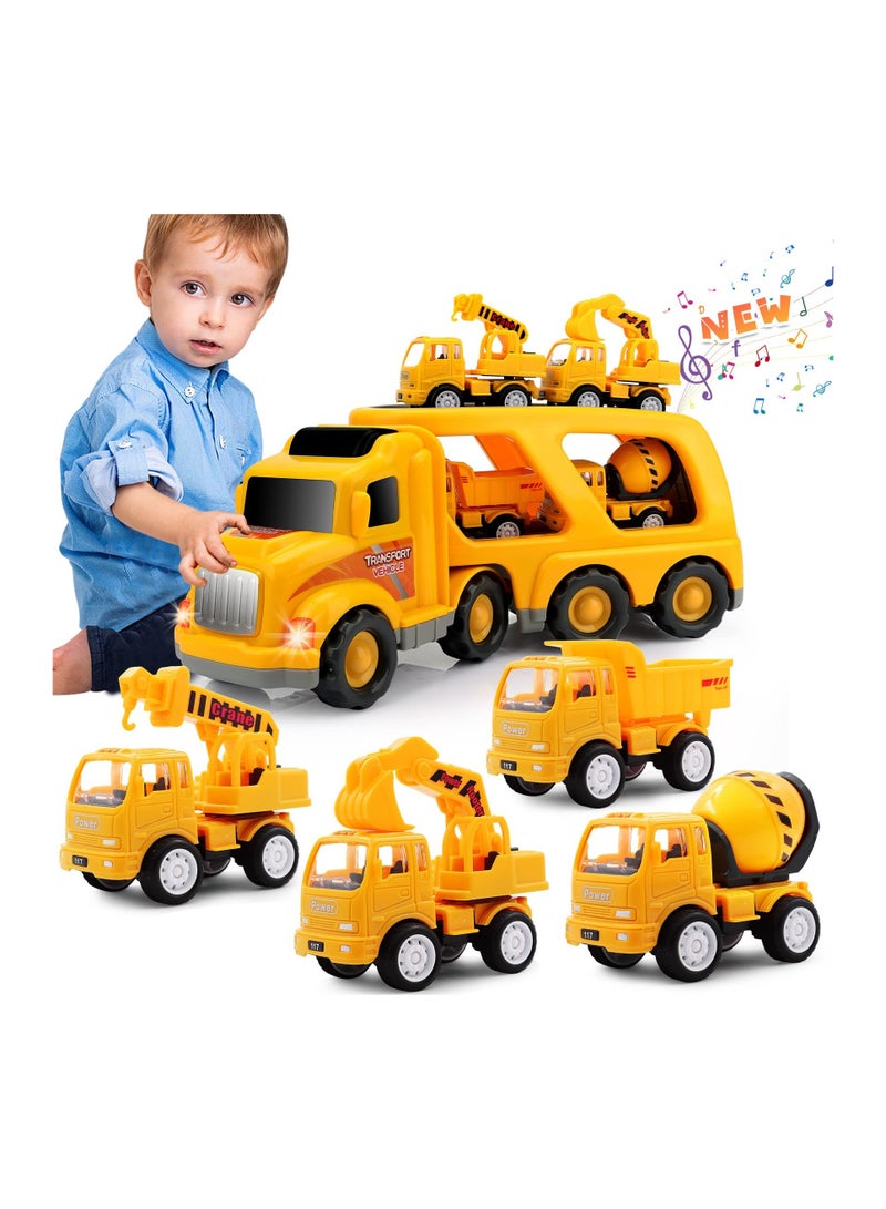 Excefore 5 in 1 Kids Toys Car for Boys, Toy Trucks for 1 2 3 4 5 6 Year Old Boys Girls | Toddler Toys 5 in 1 Carrier Vehicle Construction Toys for Kids Age 1-2 2-4 3-5 | Birthday Party Boy Gifts for Kids - Image 1
