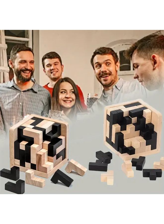 L شكل أحجية 54 قطعة مكعب ثلاثي الأبعاد مجموعة كبيرة لغز خشبي للبالغين - Image 4