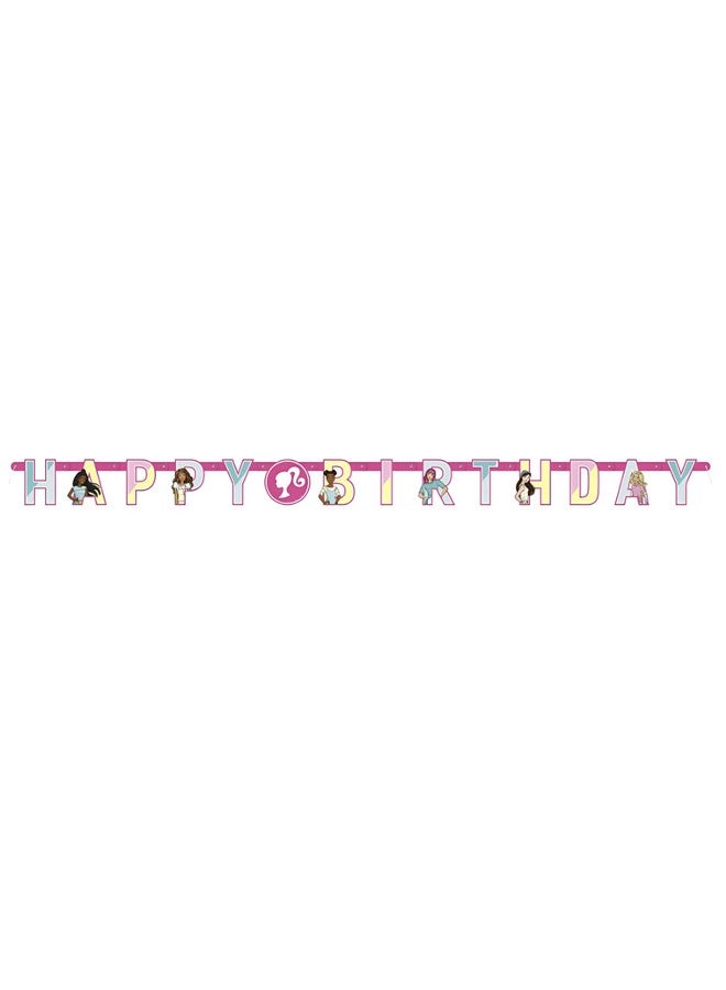 Unique Barbie Happy Birthday Jointed Banner, 6.5" - 1 Count | For Kids Birthdays & Events - Image 2