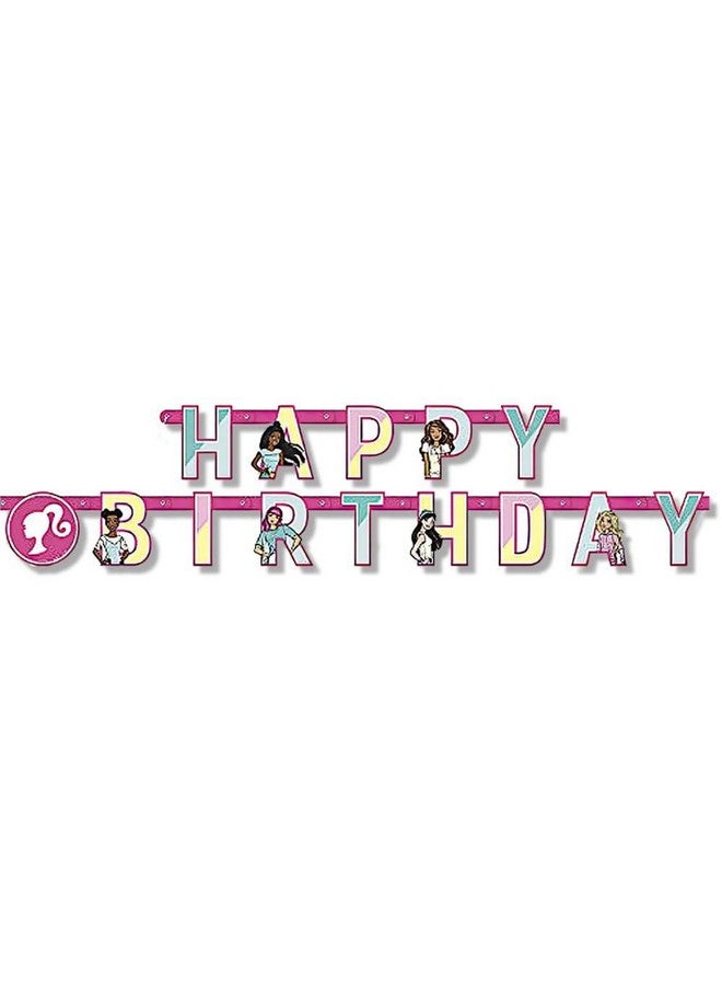 Unique Barbie Happy Birthday Jointed Banner, 6.5" - 1 Count | For Kids Birthdays & Events - Image 1