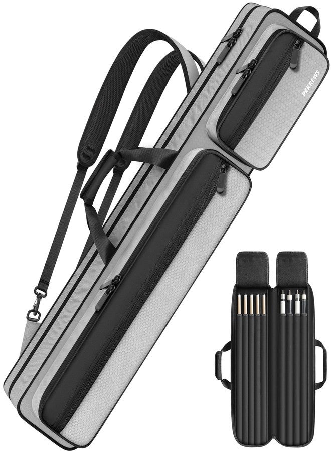 PEKREWS Pool Cue Case 4x5, Pool Stick Case with Multiple Pockets Holds 4 Butts 5 Shafts, Sturdy Pool Stick Bag with Adjustable Shoulder Straps, Billiard Cue Backpack Soft Padded for Women and Girls - Image 1