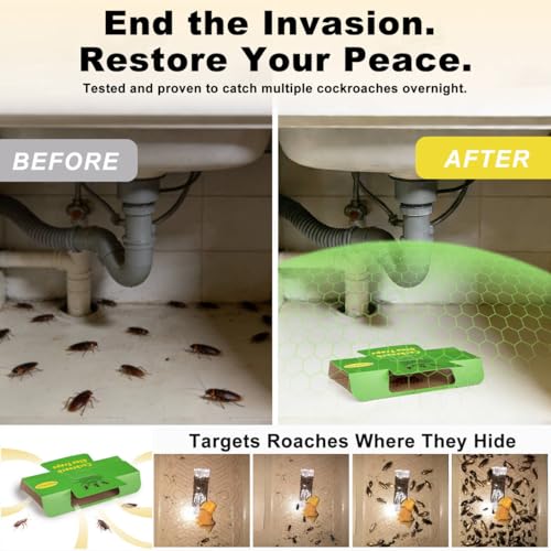 Stingmon 18 Pack Roach Traps Indoor Roach Killer Indoor Infestation, Cockroach Killer Indoors Home Cockroach Trap Sticky Traps for Insects - Image 5