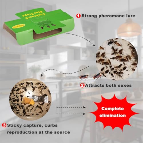 Stingmon 18 Pack Roach Traps Indoor Roach Killer Indoor Infestation, Cockroach Killer Indoors Home Cockroach Trap Sticky Traps for Insects - Image 4