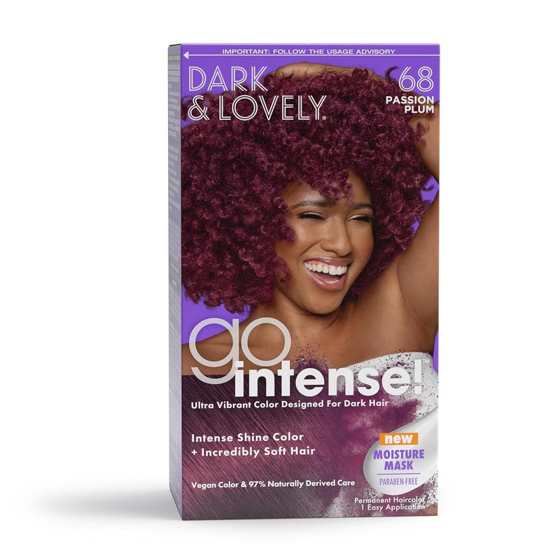 SoftSheenCarson Dark and Lovely Ultra Vibrant Permanent Hair Color Go Intense Hair Dye for Dark Hair with Olive Oil for Shine and Softness Passion Plum