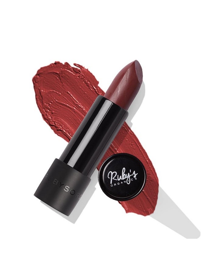 Ruby's Organics Semi-Matte Lipstick For Women, Hydrating And Highly Pigmented, Moisturizing & Non Drying, Lightweight & Long Lasting Formula, Lip Makeup, Paraben-Free, Raisin, 3.7G  - Image 1