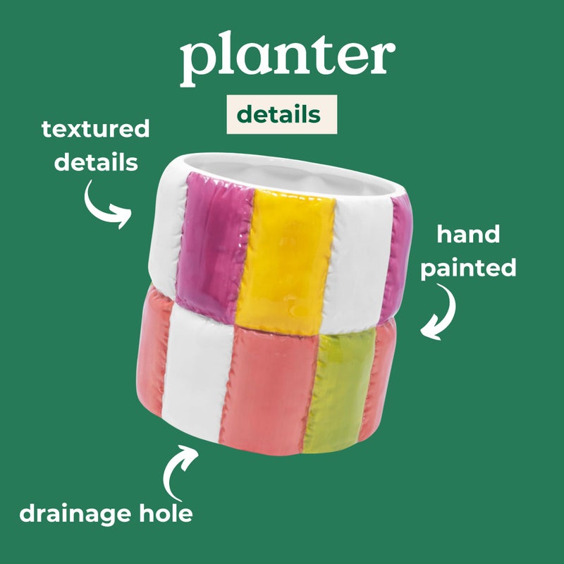 ban.do Novelty Ceramic Planter with Drainage Hole, Decorative Planter, Ceramic Planter for Home Decor, Cute Decor, Unique Planter, Colorblock - Image 5