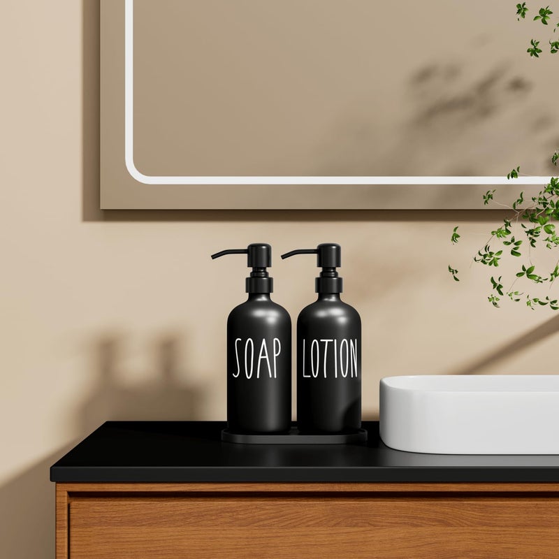 Momeemo Black Soap Dispenser Bathroom  Contains Lotion And Hand Soap Dispenser  Suitable For Bathroom Accessories Decor. (Black) - Image 5