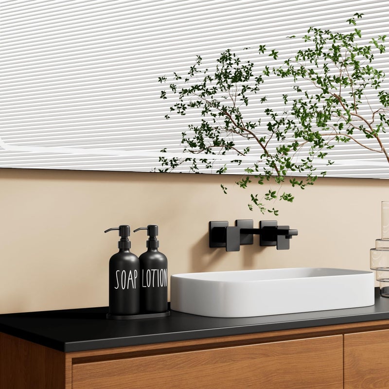 Momeemo Black Soap Dispenser Bathroom  Contains Lotion And Hand Soap Dispenser  Suitable For Bathroom Accessories Decor. (Black) - Image 3