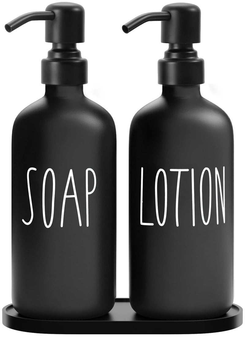 Momeemo Black Soap Dispenser Bathroom  Contains Lotion And Hand Soap Dispenser  Suitable For Bathroom Accessories Decor. (Black) - Image 1