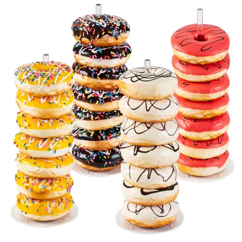 HENABLE 4PCS Acrylic Donut Display Stand Tower - Dessert Table Holder for Donuts, Bagels & Doughnuts - Perfect for Parties, Christmas, Birthday & New Year - Image 1
