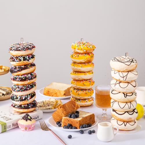 HENABLE 4PCS Acrylic Donut Display Stand Tower - Dessert Table Holder for Donuts, Bagels & Doughnuts - Perfect for Parties, Christmas, Birthday & New Year - Image 4