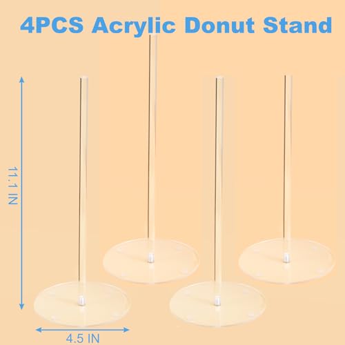 HENABLE 4PCS Acrylic Donut Display Stand Tower - Dessert Table Holder for Donuts, Bagels & Doughnuts - Perfect for Parties, Christmas, Birthday & New Year - Image 2
