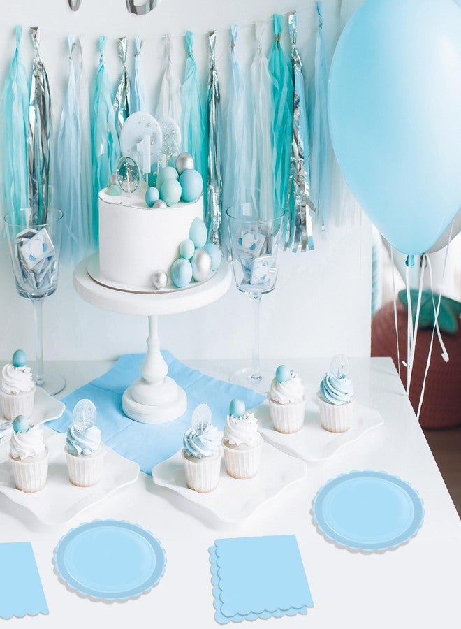KHAIVI 40 PCS Solid Blue Party Supplies Birthday Paty Disposable Tableware Set Llight Blue Paper Plates and Napkins Party Supplies for Baby Shower Wedding - Image 5