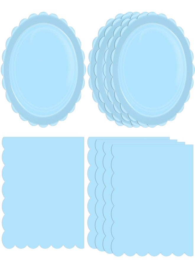 KHAIVI 40 PCS Solid Blue Party Supplies Birthday Paty Disposable Tableware Set Llight Blue Paper Plates and Napkins Party Supplies for Baby Shower Wedding - Image 1