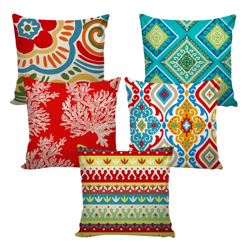 AEROHAVEN™ Set of 5 Decorative Hand Made Jute Throw/Pillow Cushion Covers - CC-173 - (20 x 20 Inch) - Image 2