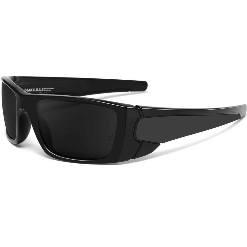 MAXJULI XL Z87 Wrap Around Sunglasses for Big Wide Heads Men TR90 Ultralight UV400 Protection Safety Glasses Z8236 (Black/Grey) - Image 1