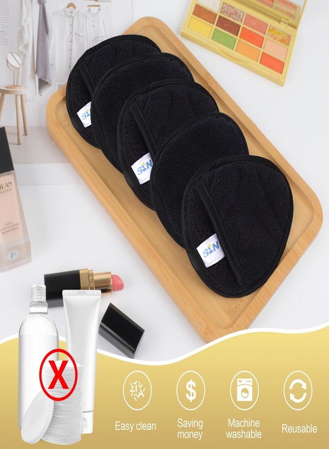 SINLAND Reusable Makeup Remover Pads For Face,Eye,Lips Microfiber Gentle Facial Cleansing Cloths for All Skin Types Friendly for Makeup Remover With Laundry Bag Black Pack of 6 - Image 5