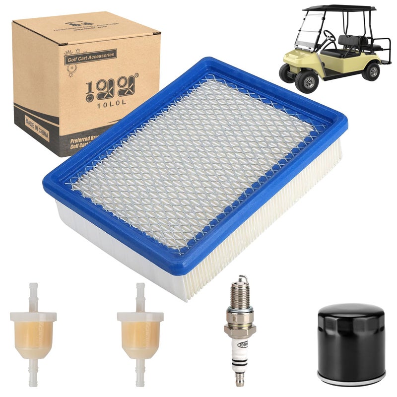10L0L Golf Cart Tune Up Kit for 1992-up Club Car DS 4-Cycle Gas Carts with FE350 FE290 Engine Oil Filter Fuel Filter Air Filter Spark Plug 1013684 - Image 1