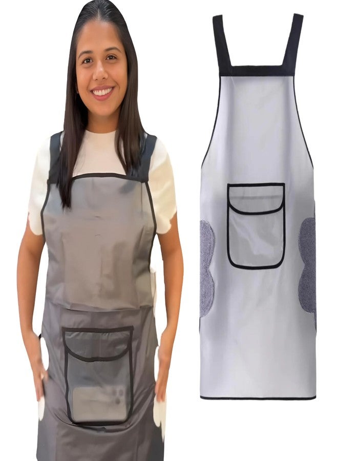 Home Essentials HomeEssentials Apron for Kitchen - Side Coral Velvet Towel for Wiping Hands/Waterproof & Oil Proof/Adjustable Strap/Pockets for Mobile,Kitchen Tools/Perfect Apron for Home, Restaurant - Image 1