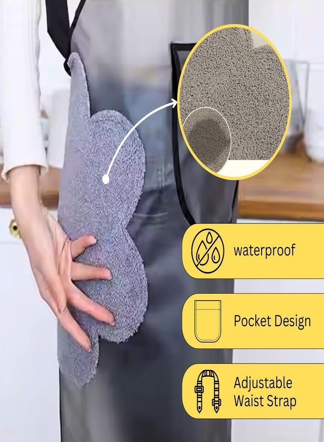 Home Essentials HomeEssentials Apron for Kitchen - Side Coral Velvet Towel for Wiping Hands/Waterproof & Oil Proof/Adjustable Strap/Pockets for Mobile,Kitchen Tools/Perfect Apron for Home, Restaurant - Image 5