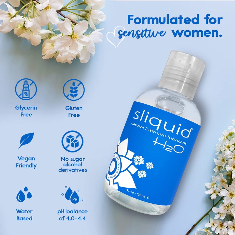 Sliquid H2O Water Based Lube Lubricant for Sex, Glycerin Free Personal Lubricant (4.2 Oz) Clear, Unscented - Image 3