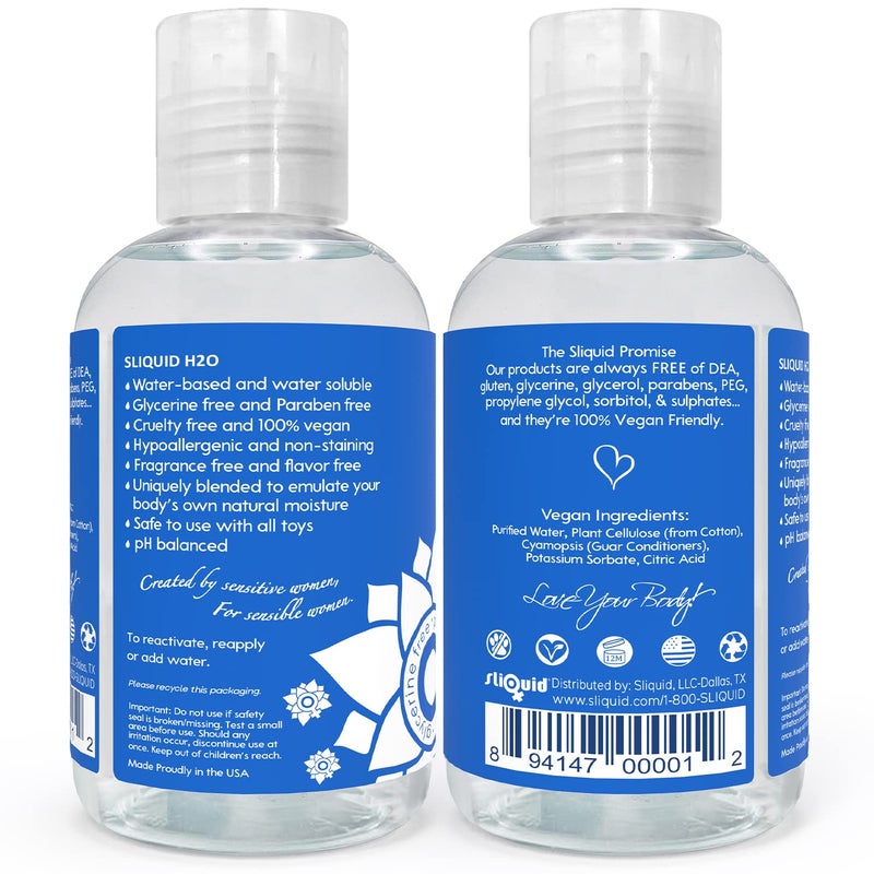 Sliquid H2O Water Based Lube Lubricant for Sex, Glycerin Free Personal Lubricant (4.2 Oz) Clear, Unscented - Image 2