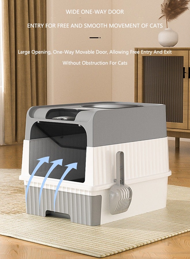 OASIS DESERT Extra-Large Cat Litter Box With Fully Enclosed Drawer-Style Cat Toilet To Prevent Spillage Outside. - Image 4