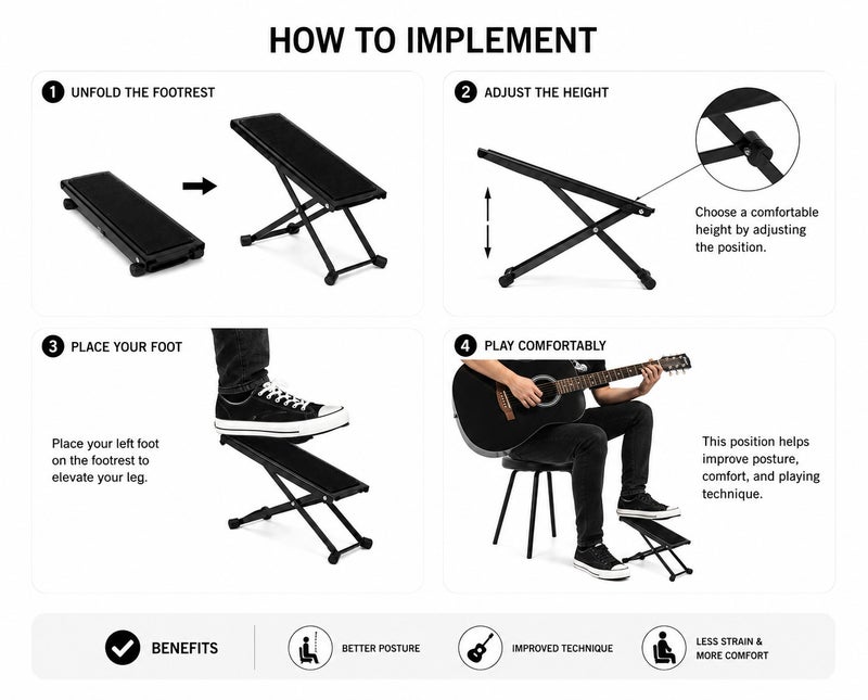 Megarya 38 Inch Black Cutaway Acoustic Guitar with Premium Guitar Carry Bag & Adjustable Foldable Guitar Footrest | Steel String Acoustic Guitar for Beginners | Beginner Guitar Starter Kit | Right Handed Guitar for Kids, Teens & Adults | Portable Acoustic Musical Instrument | Guitar Combo for Students, Schools & Home Practice - Image 3