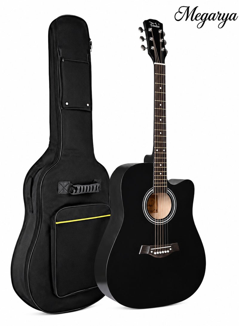 Megarya 38 Inch Black Cutaway Acoustic Guitar with Premium Guitar Carry Bag & Adjustable Foldable Guitar Footrest | Steel String Acoustic Guitar for Beginners | Beginner Guitar Starter Kit | Right Handed Guitar for Kids, Teens & Adults | Portable Acoustic Musical Instrument | Guitar Combo for Students, Schools & Home Practice - Image 5