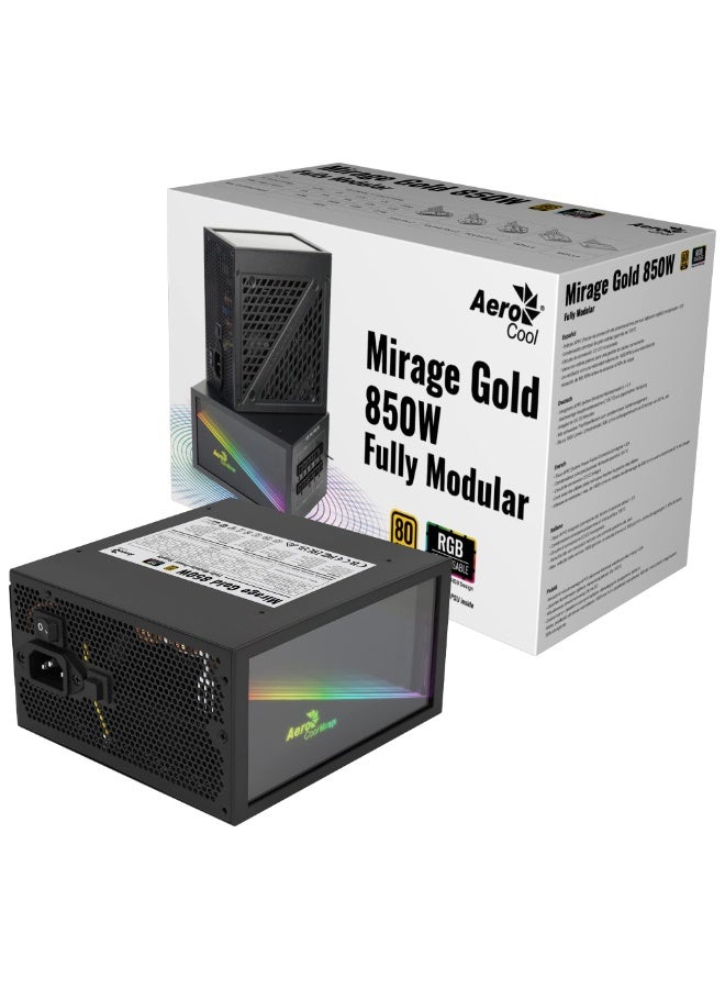 AeroCool AEROCOOL Mirage Gold 850W Fully Modular 100-240VAC APFC UK Box - Image 5