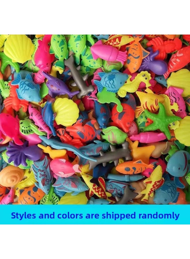 Fishing Rod Children's Special Fishing Toy Magnetic Fishing Rod Turtle Rod Children's Water Play Toy Kitten Fishing Hook Fishing Rod-Color:Double-sided Fish 60  - Image 1