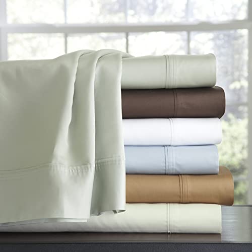 Pointehaven 100% Cotton Sheets King Size, 500 Thread Count Sateen Weave Bed Sheet & Pillowcase Sets, Soft Cotton 4 Piece Bed Sheets Set, Fits Mattress 21 inches Deep Pocket - Sage - Image 2