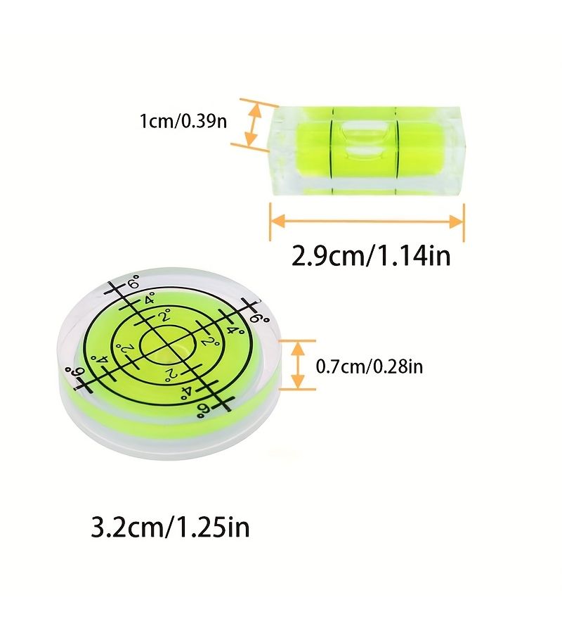 8 Piece Bubble Level Set Mini Round Target Eye Leveling Measurement Tool With 2 Round Cakes 3 Cylinders 3 Cuboids - Image 1