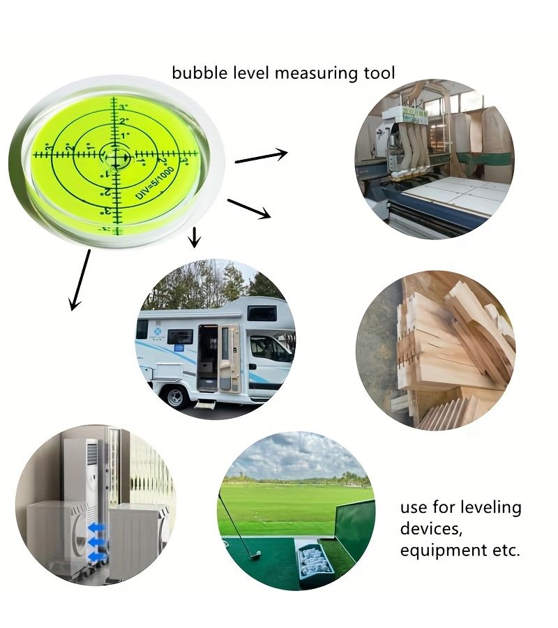 8 Piece Bubble Level Set Mini Round Target Eye Leveling Measurement Tool With 2 Round Cakes 3 Cylinders 3 Cuboids - Image 2