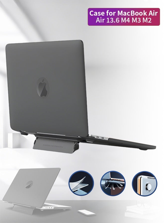 قيليرا غطاء صلب أسود مطفي نصف شفاف لماك بوك إير 13.6 بوصة (متوافق مع الموديلات A2681 / A3113 / A3240، شرائح M2 / M3 إصدار 2022–2024) – مع دعامة قابلة للطي مخفية، حماية من الخدوش - Image 1