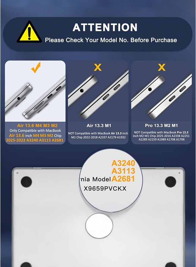 قيليرا غطاء صلب أسود مطفي نصف شفاف لماك بوك إير 13.6 بوصة (متوافق مع الموديلات A2681 / A3113 / A3240، شرائح M2 / M3 إصدار 2022–2024) – مع دعامة قابلة للطي مخفية، حماية من الخدوش - Image 2