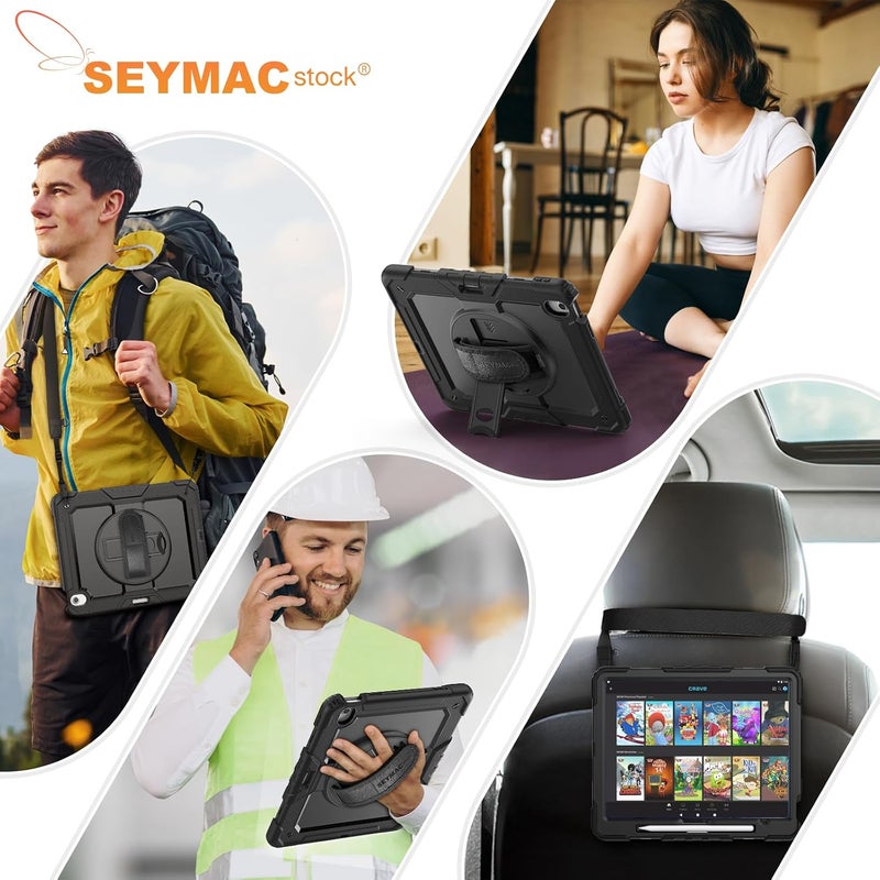 SEYMAC stock Case for iPad Mini 7 (A17 Pro) 2024 / Mini 6 8.3'' with Screen Protector Pencil Holder [Rotating Stand & Strap], Drop-Proof Case for iPad Mini 7th / 6th Generation 8.3", Black - Image 5