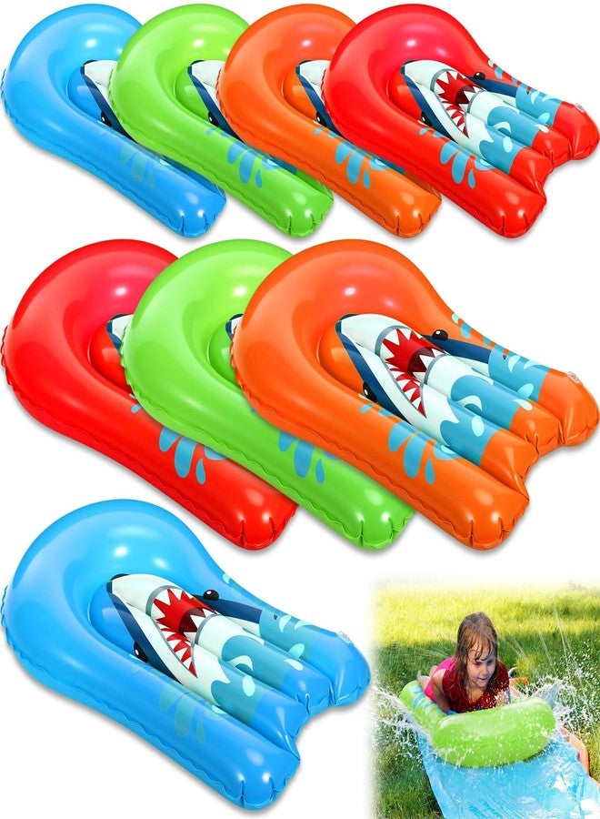Blueweenly 8 Pcs Shark Inflatable Bodyboards for Water Slides, Shark Inflatable Surfboard 21.2 x 15 Inch Portable Surf Boards for Kids Body Boards Garden Lawn Water Slide Accessories(Mixed Colors) - Image 1