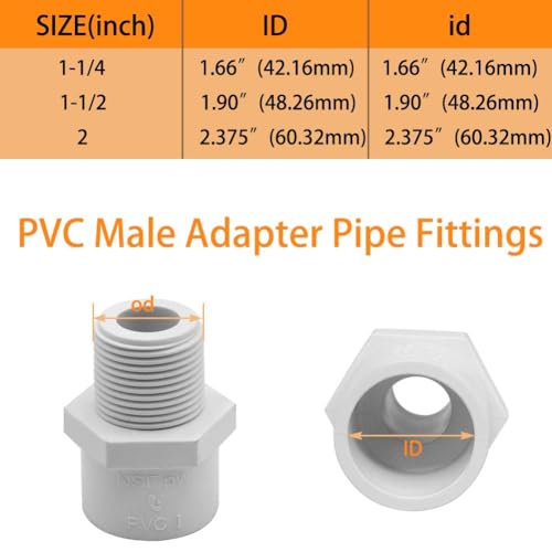 YSIL 114 NPT Male Thread x Slip Socket PVC Pipe Fitting Adapter Connector Union Coupling for 114 Inch SCH40 PVC Pipe White 6 Pack - Image 3