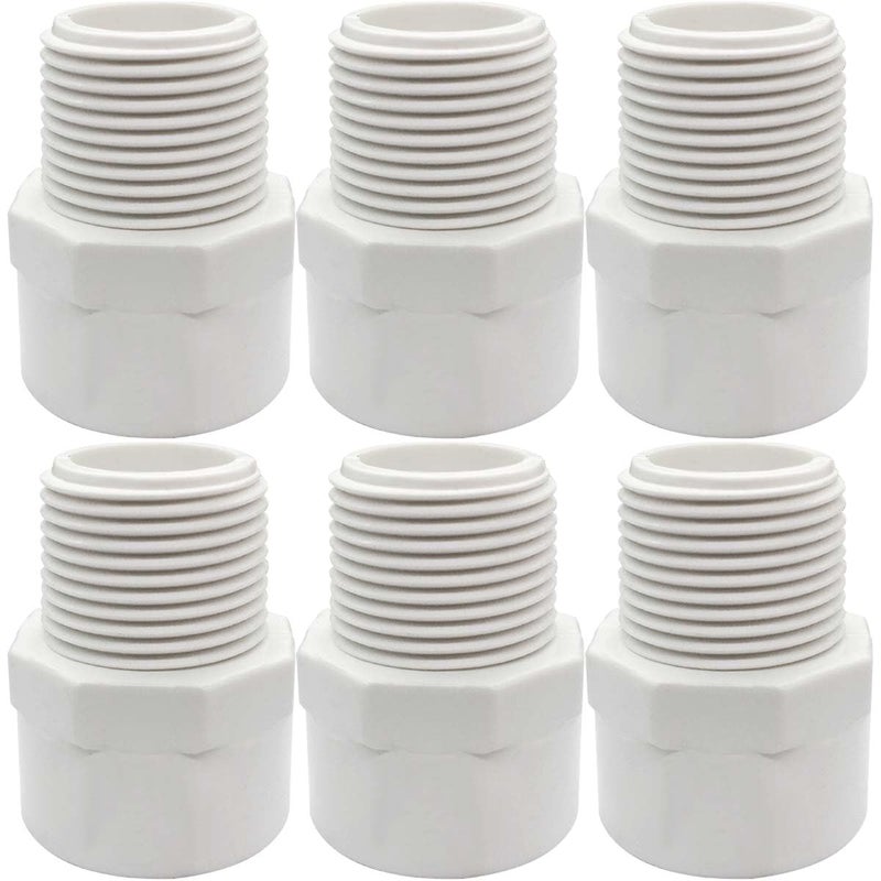 YSIL 114 NPT Male Thread x Slip Socket PVC Pipe Fitting Adapter Connector Union Coupling for 114 Inch SCH40 PVC Pipe White 6 Pack - Image 2